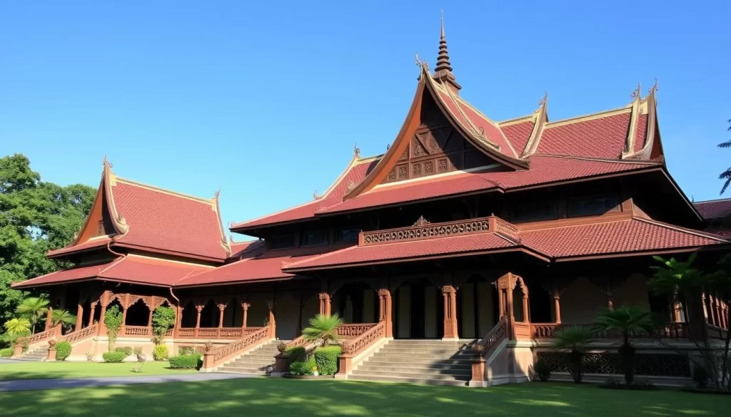Generate an image of the Seri Menanti Royal Palace, showcasing its traditional Minangkabau architecture.