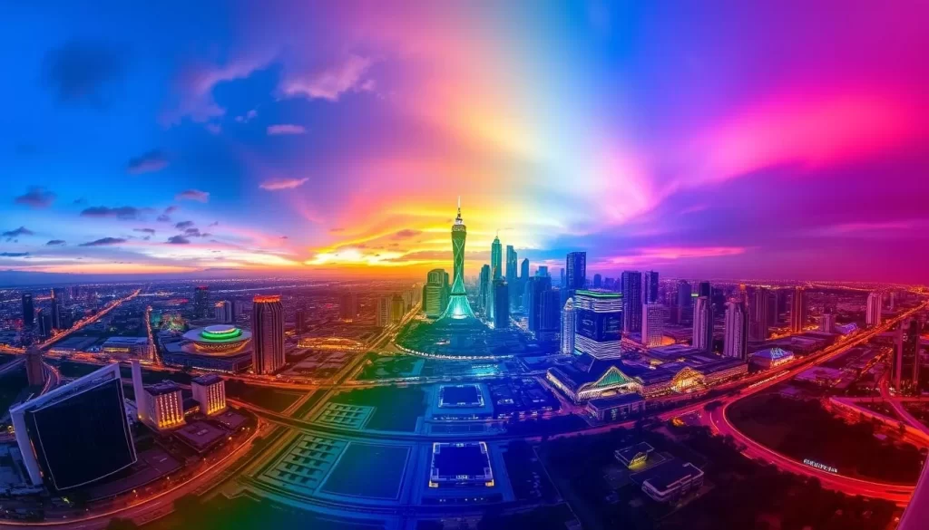 Generate an image of the Skyscape at Menara Jland with a panoramic view of Johor Bahru.