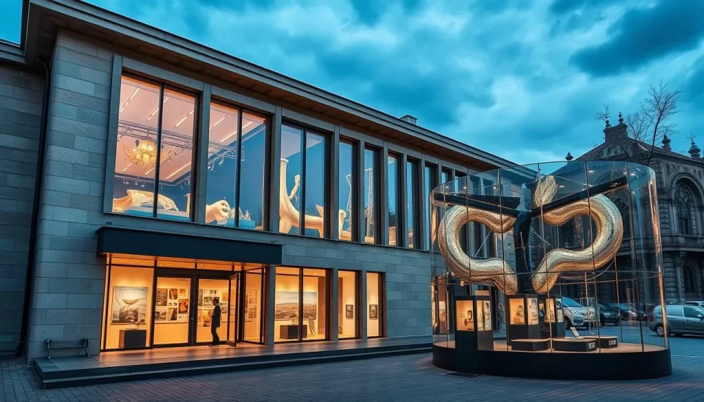 Generate an image of the Sopot Museum's exterior and interior exhibits.