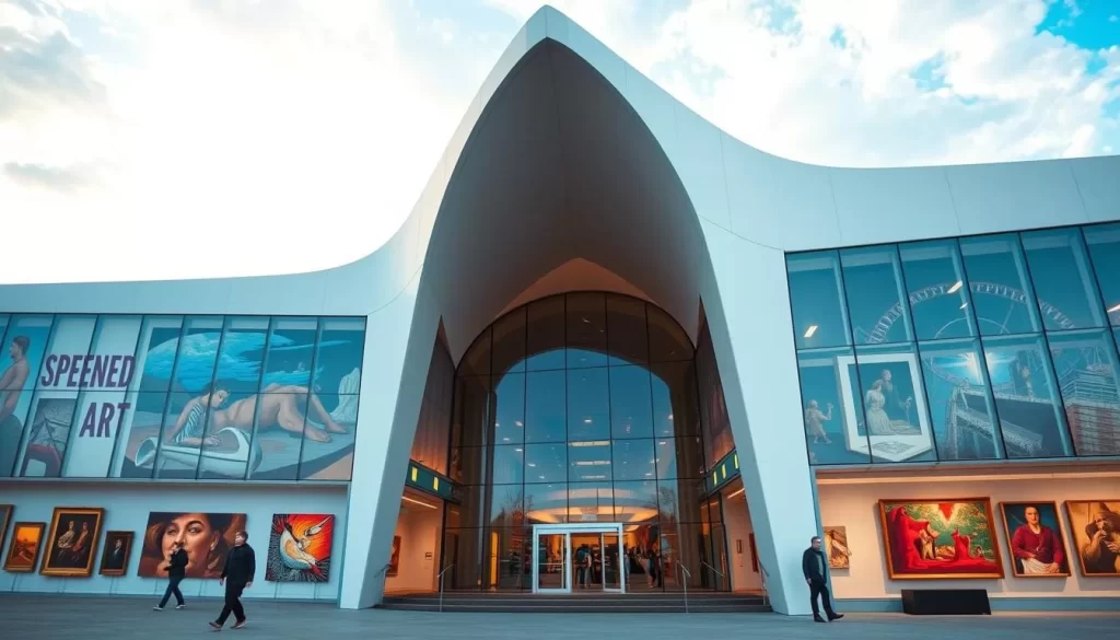 Generate an image of the Speed Art Museum's modern building with its impressive collection of art.