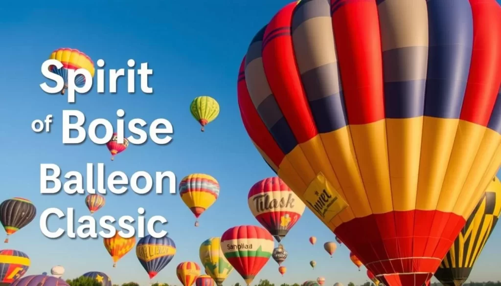 Generate an image of the Spirit of Boise Balloon Classic with colorful hot air balloons.
