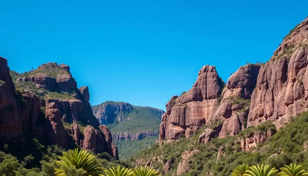 Generate an image of the Three Rondavels rock formations at Blyde River Canyon.