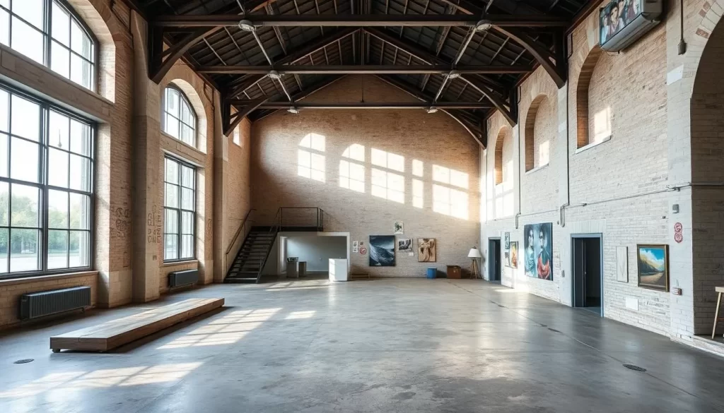 Generate an image of the Wassertuerm + Pomhouse in Dudelange, showcasing its industrial architecture transformed into a contemporary art space.