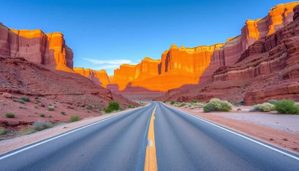 Generate an image of the White Rim Road in Canyonlands National Park