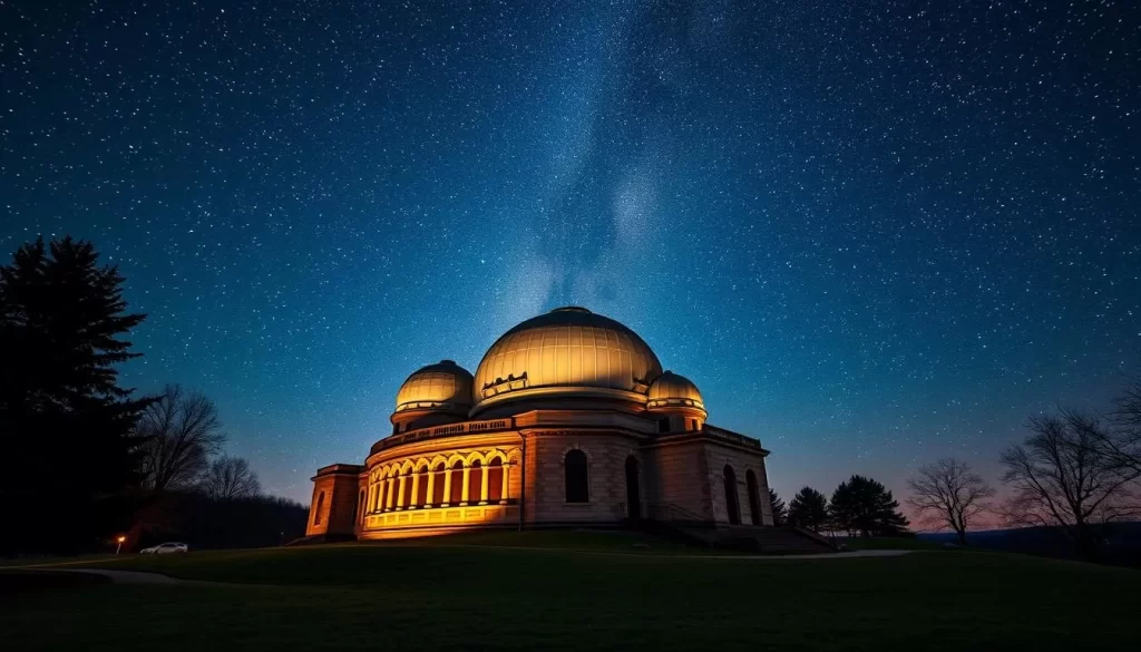Generate an image of the Yerkes Observatory, home to the world's largest refracting telescope.