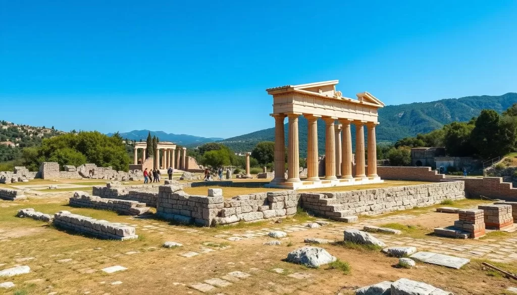 Generate an image of the ancient city of Priene with its ruins and historical significance.