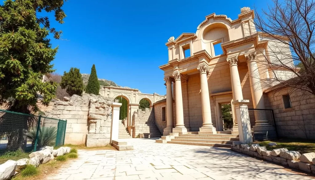 Generate an image of the entrance to Ephesus archaeological site