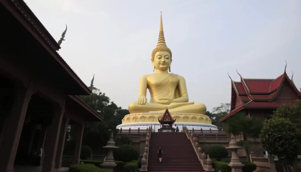 Generate an image of the massive Phra Achana Buddha at Wat Si Chum.
