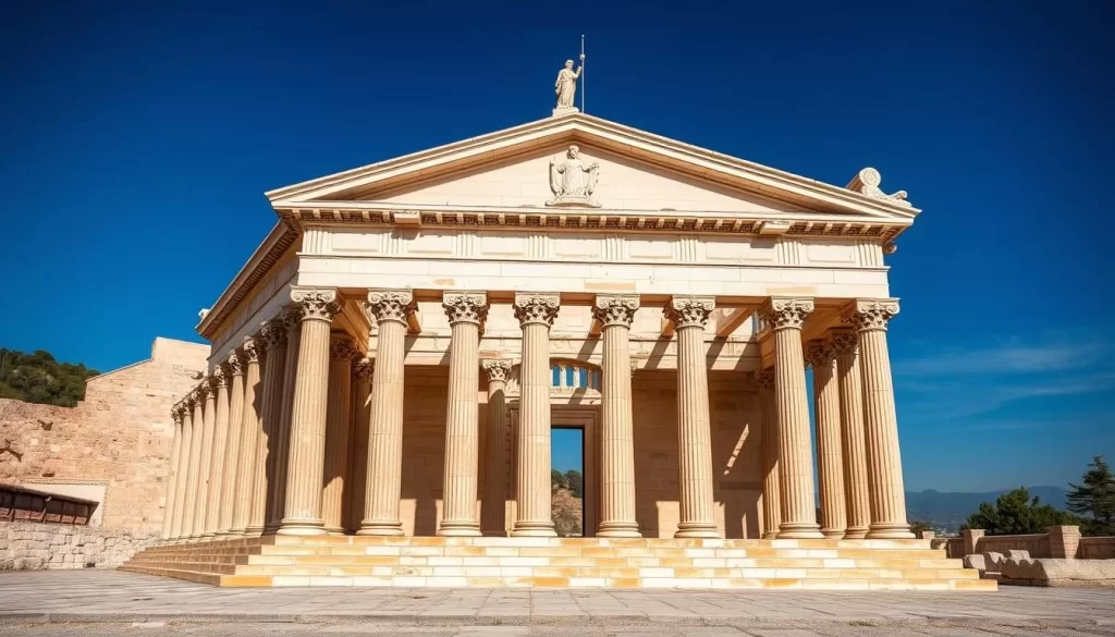 Generate an image of the reconstructed Mausoleum at Halicarnassus, highlighting its architectural grandeur.