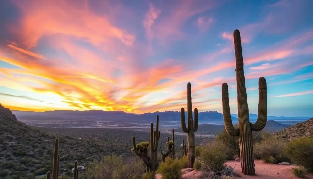 Hiking trail with panoramic views in Saguaro West