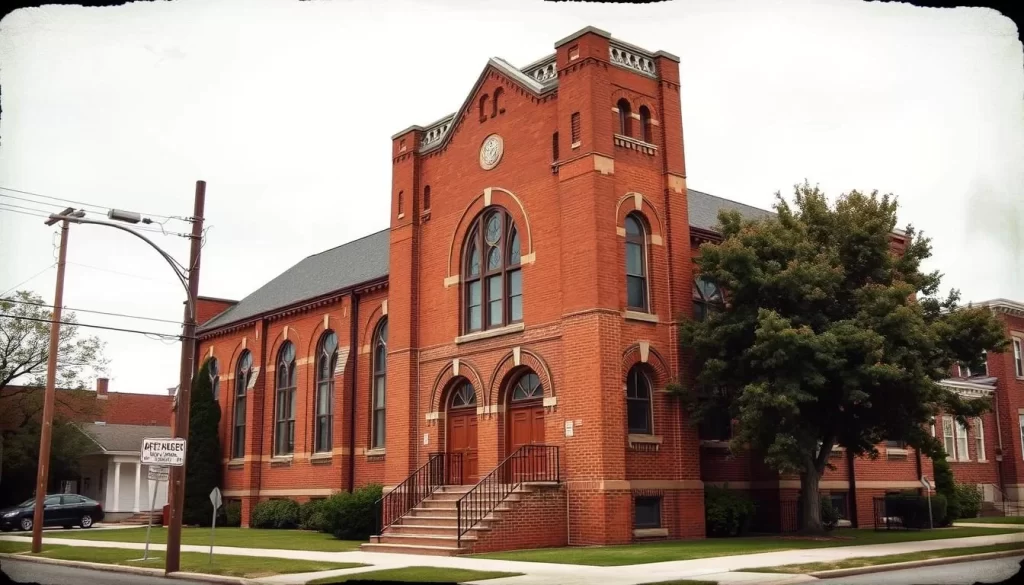 Image generation prompt: A historic photo of the Dexter Avenue King Memorial Baptist Church