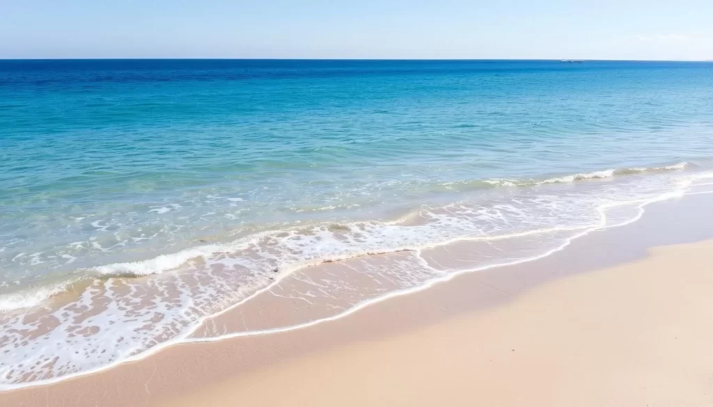 Image generation prompt: A tranquil scene of East Beach with clear blue waters and a serene atmosphere.