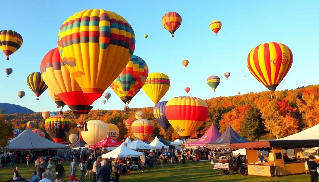 Image generation prompt for Quechee Hot Air Balloon Festival