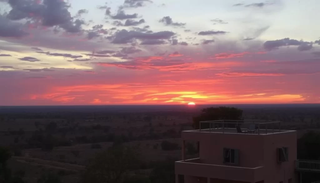 Image of Africa House Hotel rooftop with sunset view