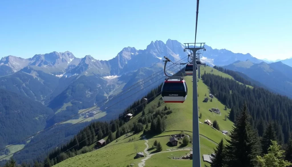 Image of Alpbach cable cars ascending into the mountains