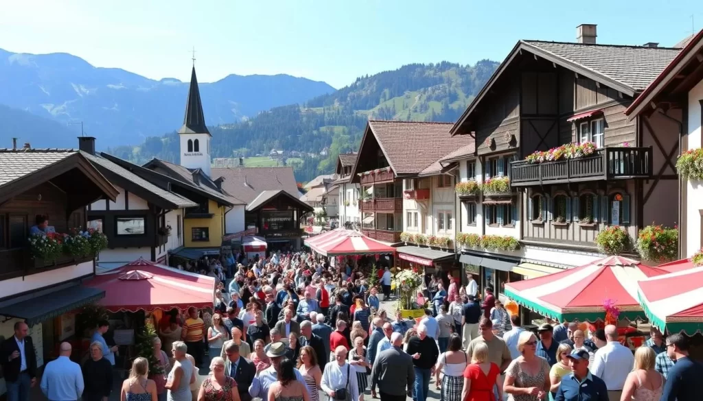 Image of Alpbach village during a festival