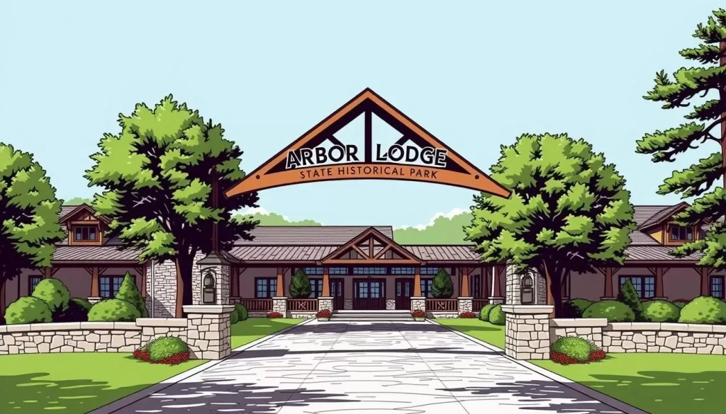 Image of Arbor Lodge State Historical Park's main entrance Image of Arbor Lodge State Historical Park's main entrance