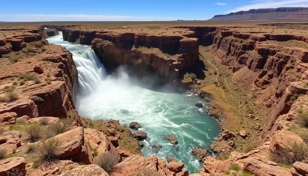 Image of Augrabies Falls National Park with the Orange River plunging into the gorge
