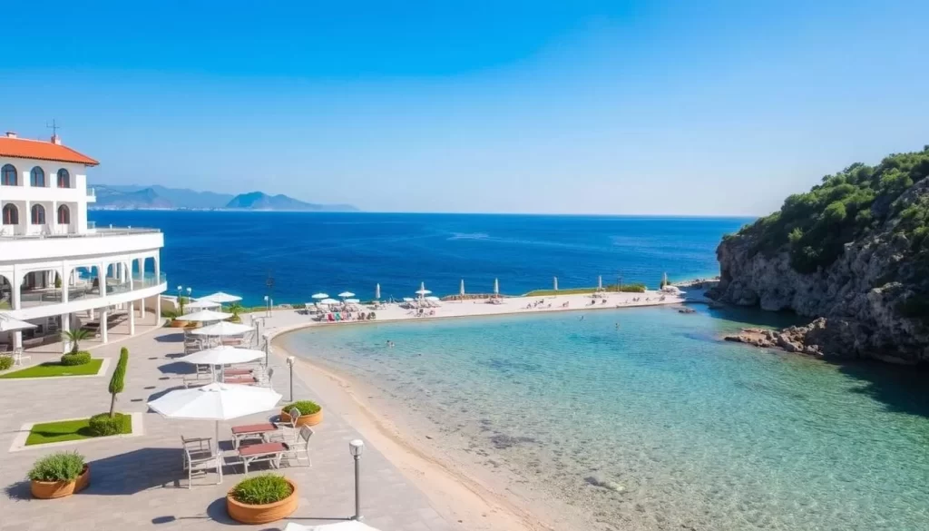 Image of Ayazma Beach with amenities and beautiful sea views