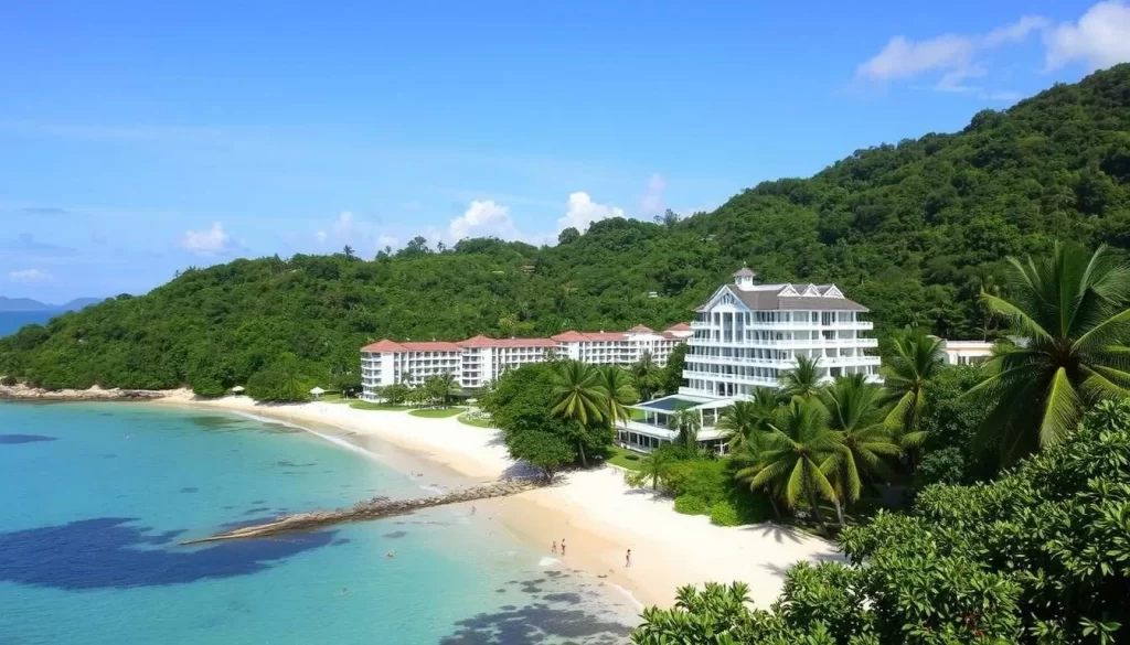 Image of Bang Tao Beach with luxury resorts