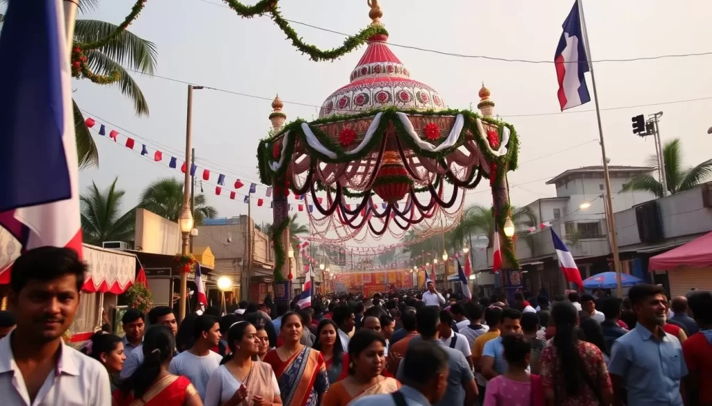 Image of Bastille Day celebrations in Puducherry, showcasing French and Indian cultural fusion.