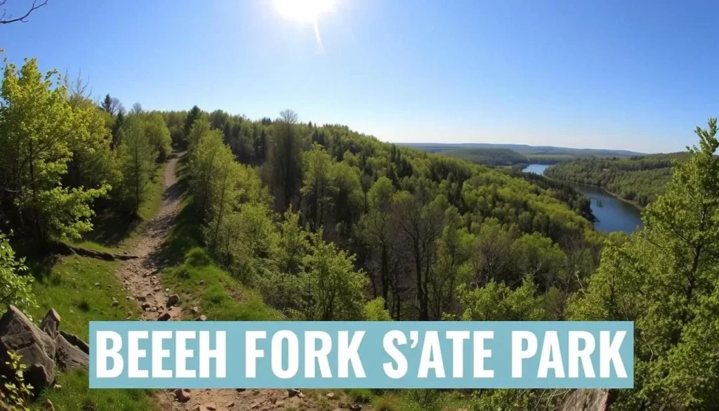 Image of Beech Fork State Park with hiking trails and lake