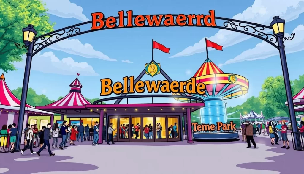 Image of Bellewaerde Theme Park's main entrance or a popular ride