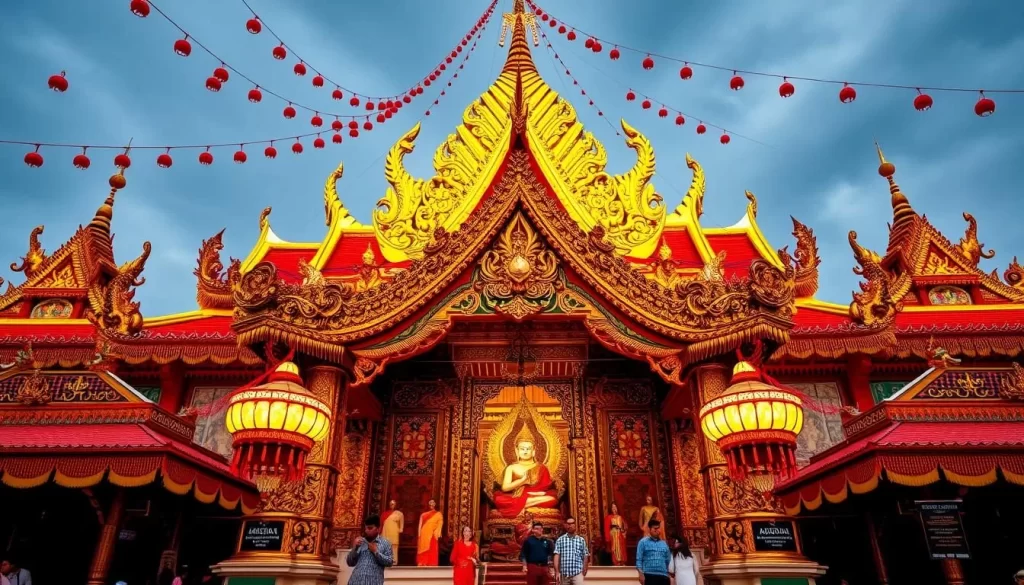 Image of Buddhist temple decorations during Buddha Purnima