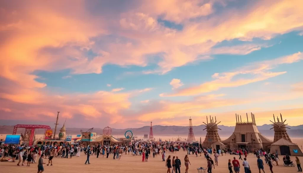 Image of Burning Man festival in Nevada desert