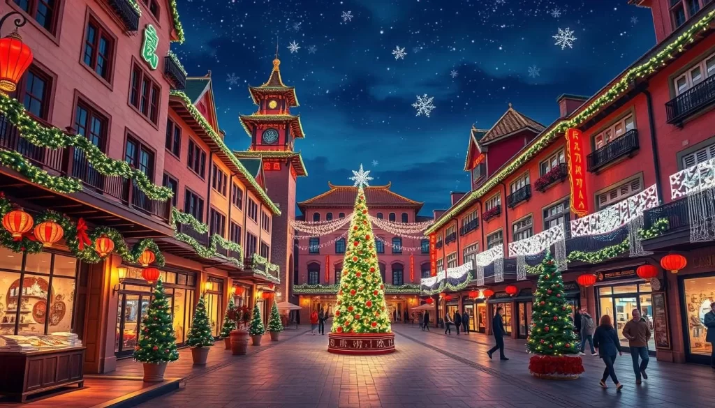 Image of Canton's historic square decorated for Christmas