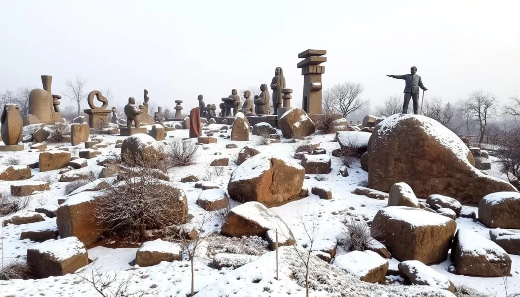 Image of Chandigarh's Rock Garden during winter