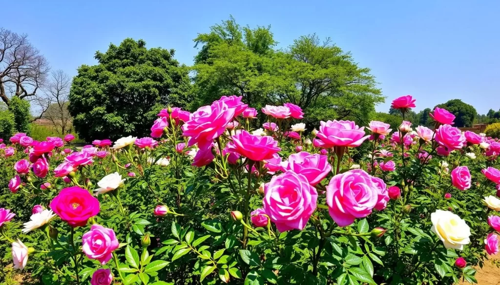 Image of Chandigarh's Zakir Hussain Rose Garden in bloom during spring
