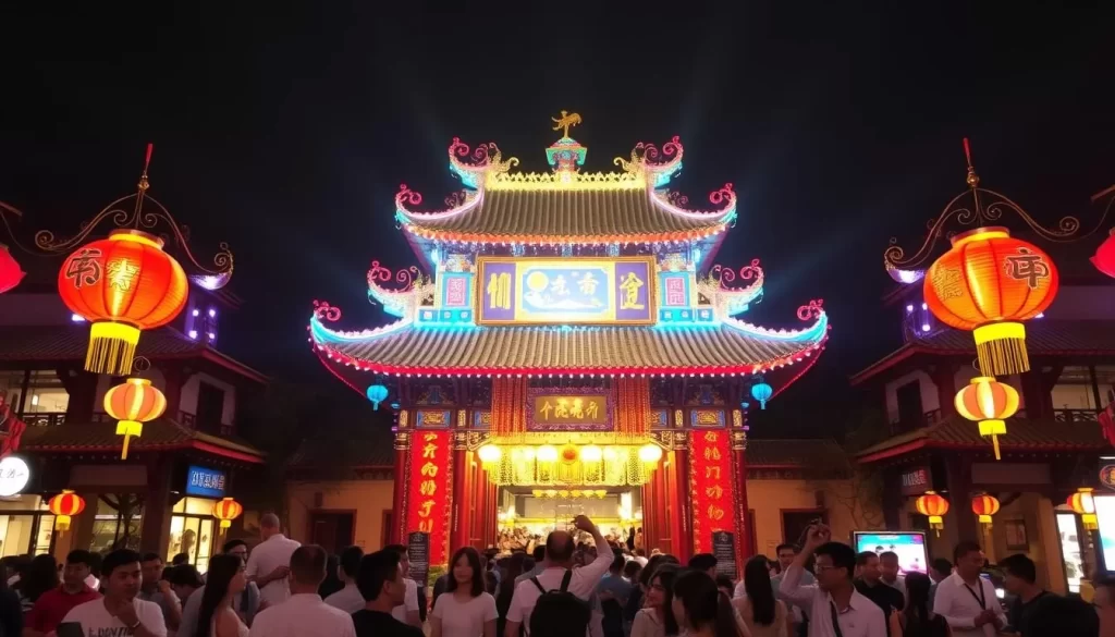 Image of Chiayi City's Cheng Huang Temple during Lunar New Year celebrations.