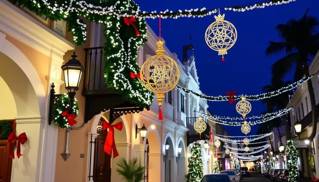 Image of Christmas decorations in Puducherry's French Quarter
