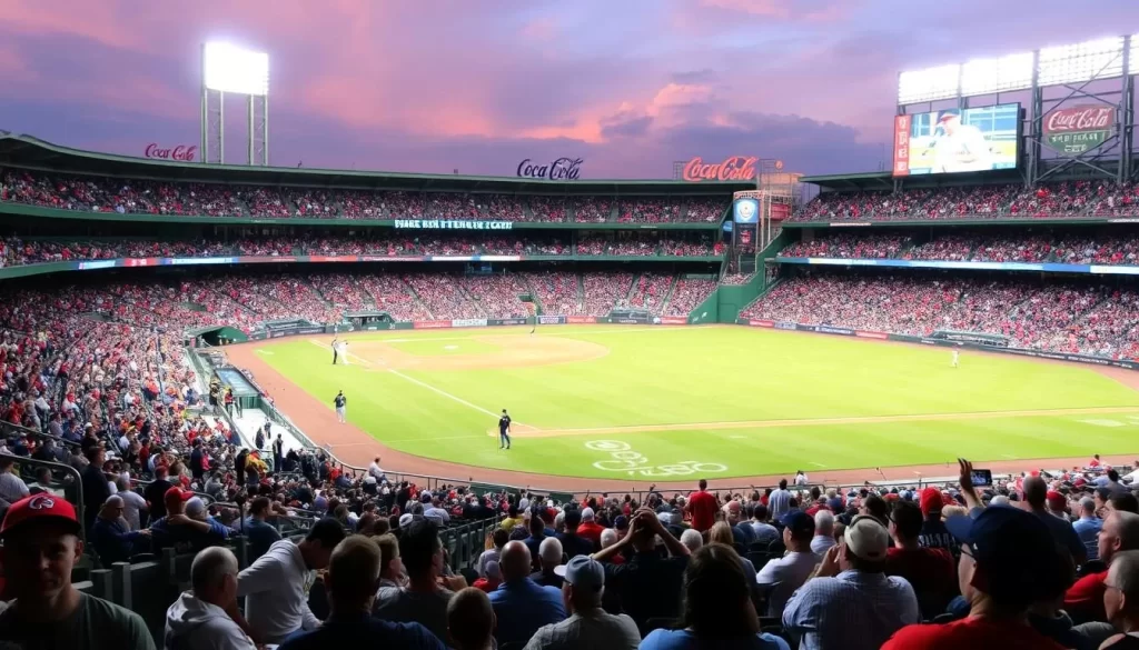 Image of Coca-Cola Park with a packed stadium and a baseball game in progress