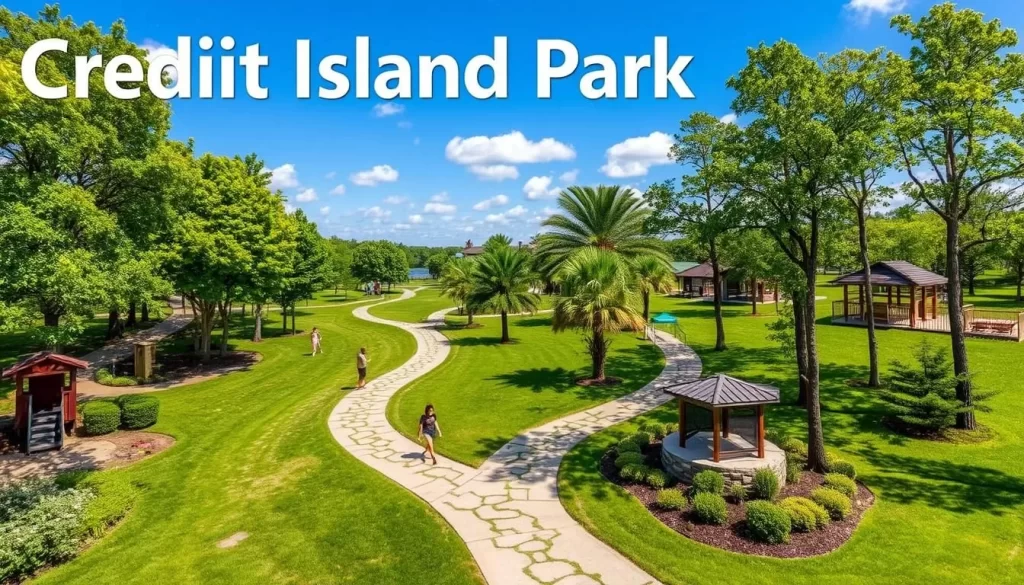 Image of Credit Island Park with its scenic trails and recreational facilities Image of Credit Island Park with its scenic trails and recreational facilities