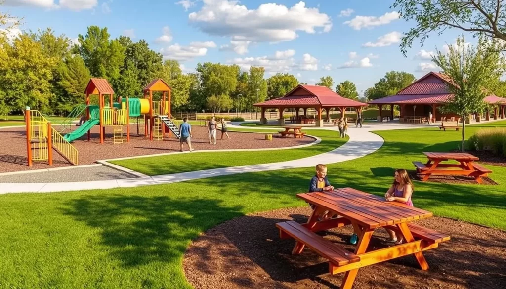 Image of Crossroads Regional Park's playground and picnic areas