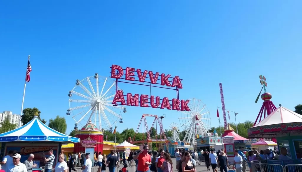 Image of Devka Amusement Park with various rides