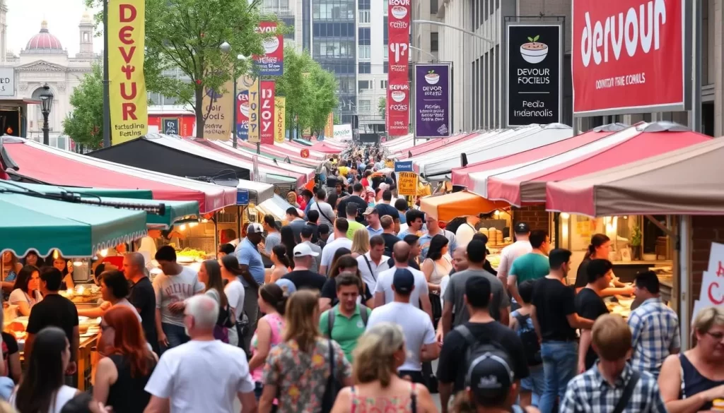 Image of Devour Downtown Indianapolis with a variety of food vendors