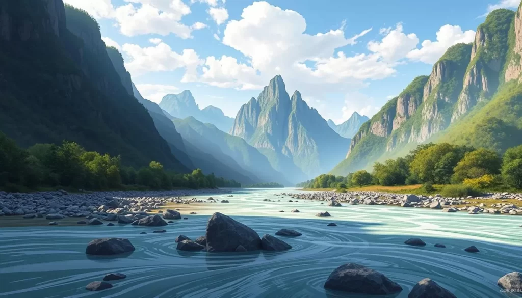 Image of Dodamsambong Peaks with the Namhan River in the foreground