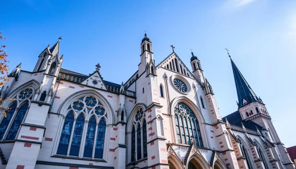 Image of Dom St. Nikolaus in Feldkirch, Austria, showcasing its Gothic architecture and stained glass windows.