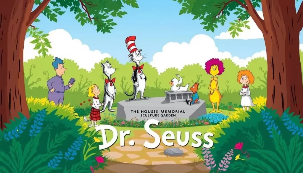 Image of Dr. Seuss National Memorial Sculpture Garden with iconic characters