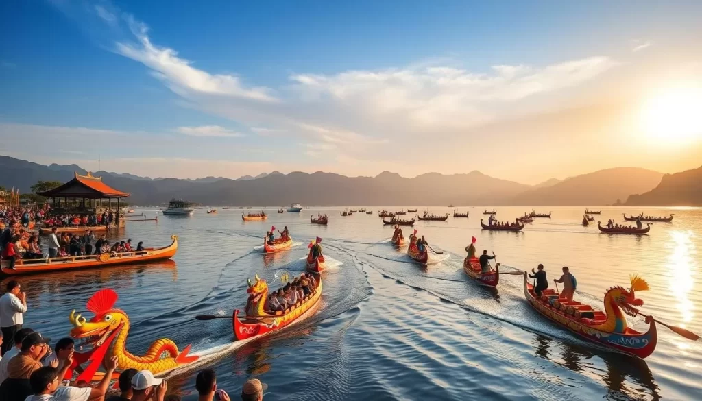 Image of Dragon Boat Festival races at Sun Moon Lake, Nantou