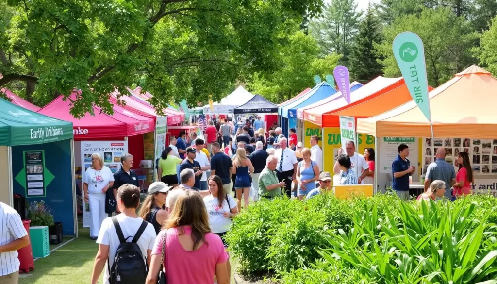 Image of Earth Day Indiana Festival with exhibitors and attendees