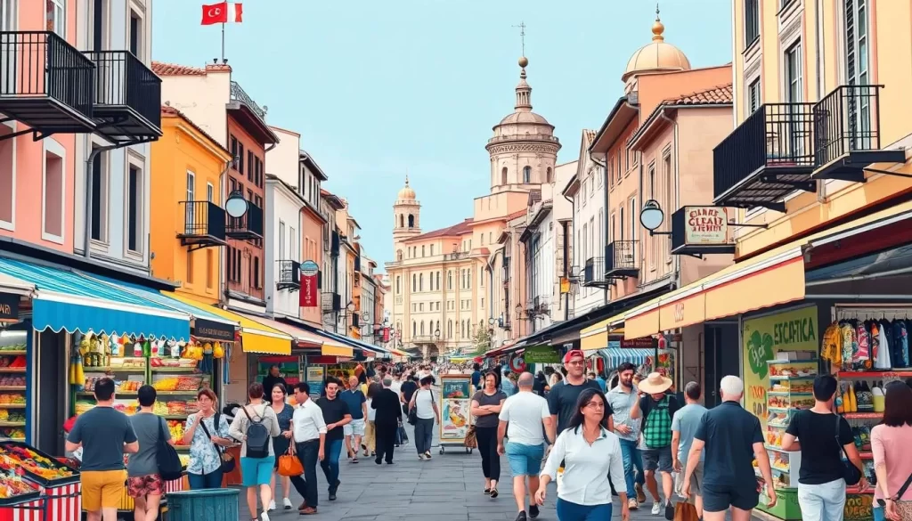 Image of Edirne city center with vibrant street life
