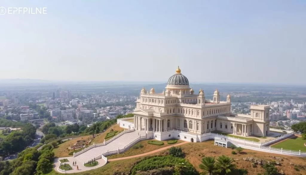 Image of Falaknuma Palace perched on a hill overlooking Hyderabad
