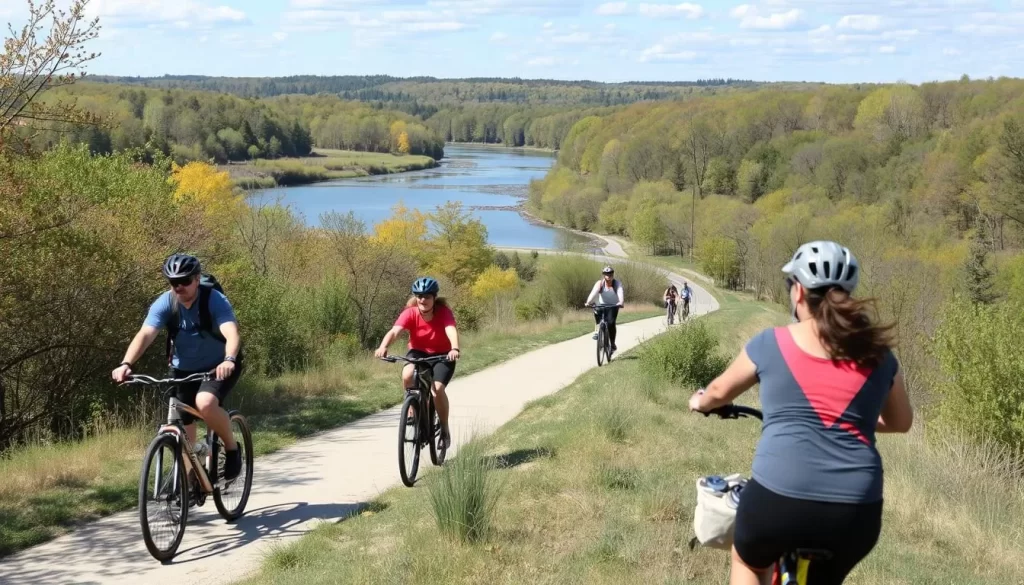 Image of Flint River Trail with bikers and hikers