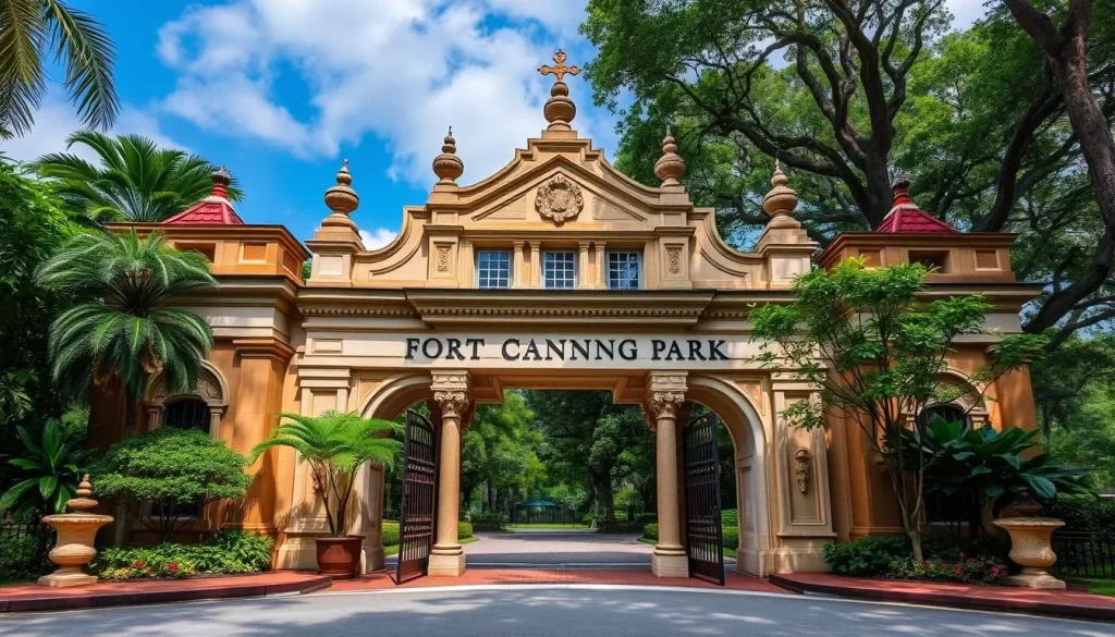 Image of Fort Canning Park's entrance or a significant landmark within the park.
