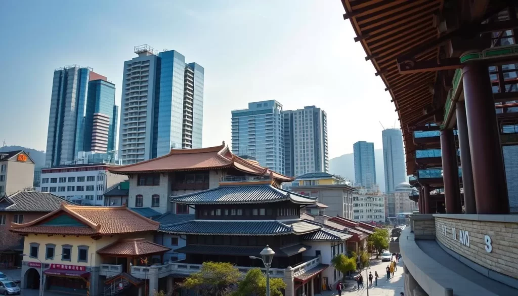 Image of Gangneung cityscape with traditional and modern elements
