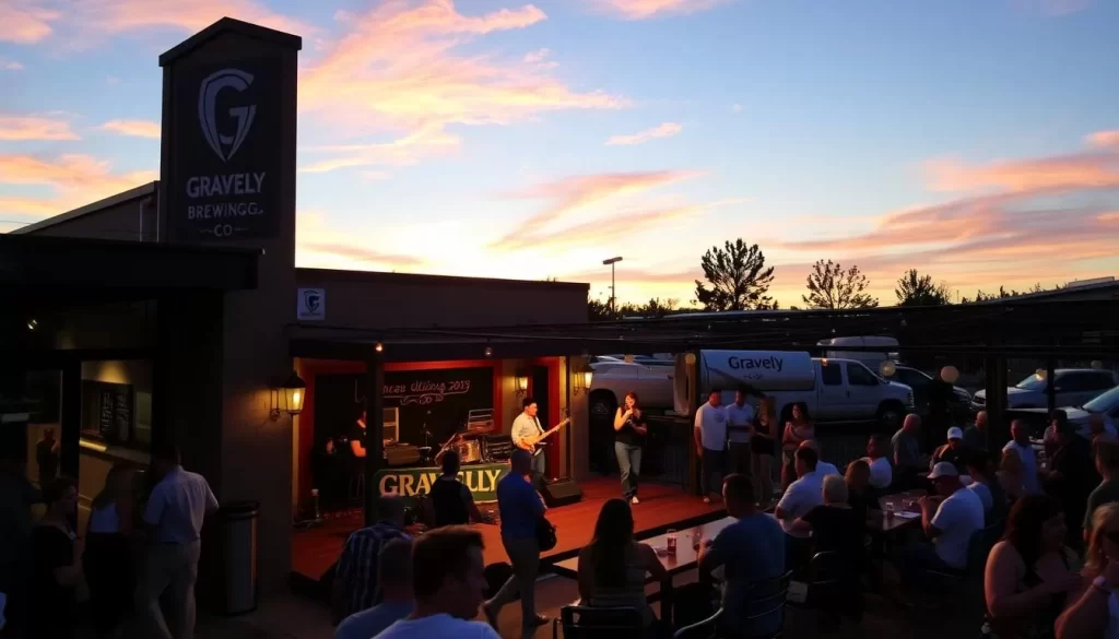 Image of Gravely Brewing Co. with a live band performing